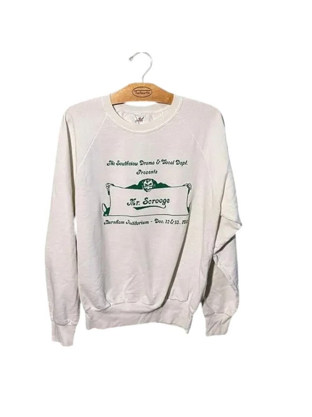 Vintage 1985 Mr Scrooge Theater Sweatshirt Southview Drama Dept large